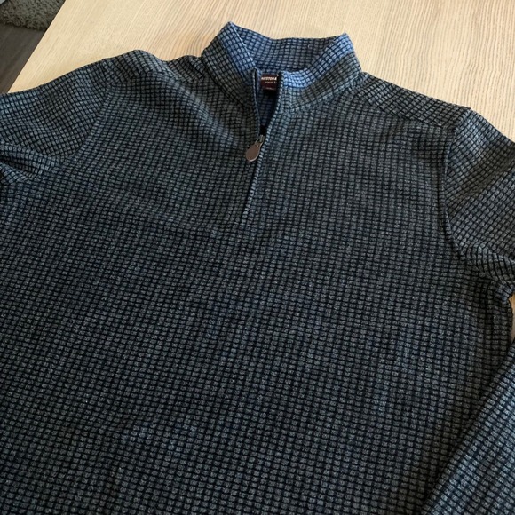 Johnston & Murphy Mens Pullover Sweater Quarter Zip Gray Knift Waffle  Size L - Picture 3 of 7